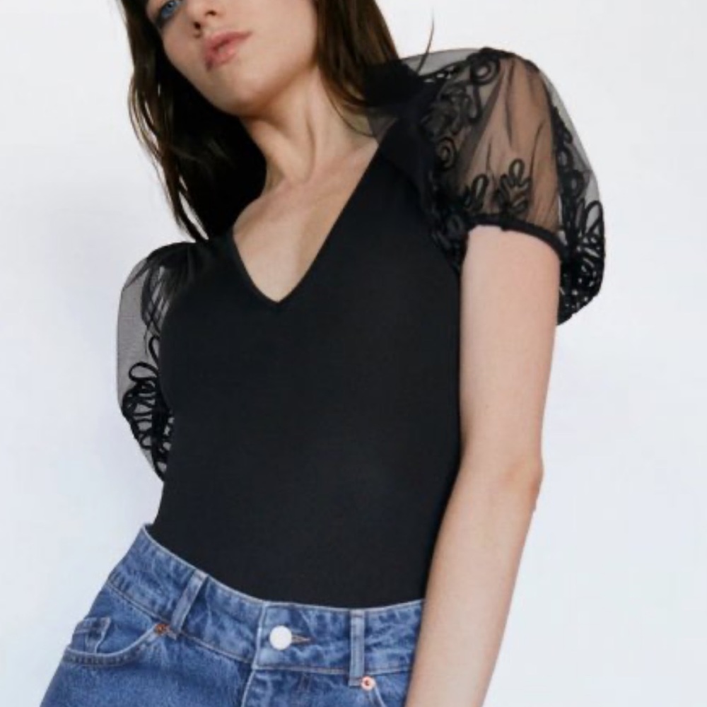 Zara Combination Tulle Bodysuit